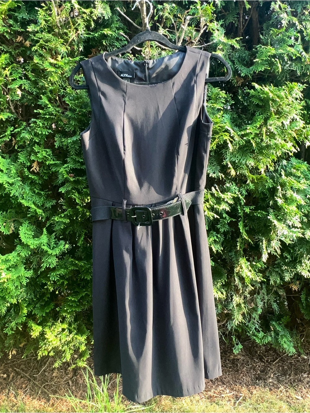 Alyx Sleeveless Black Midi Dress with Belt